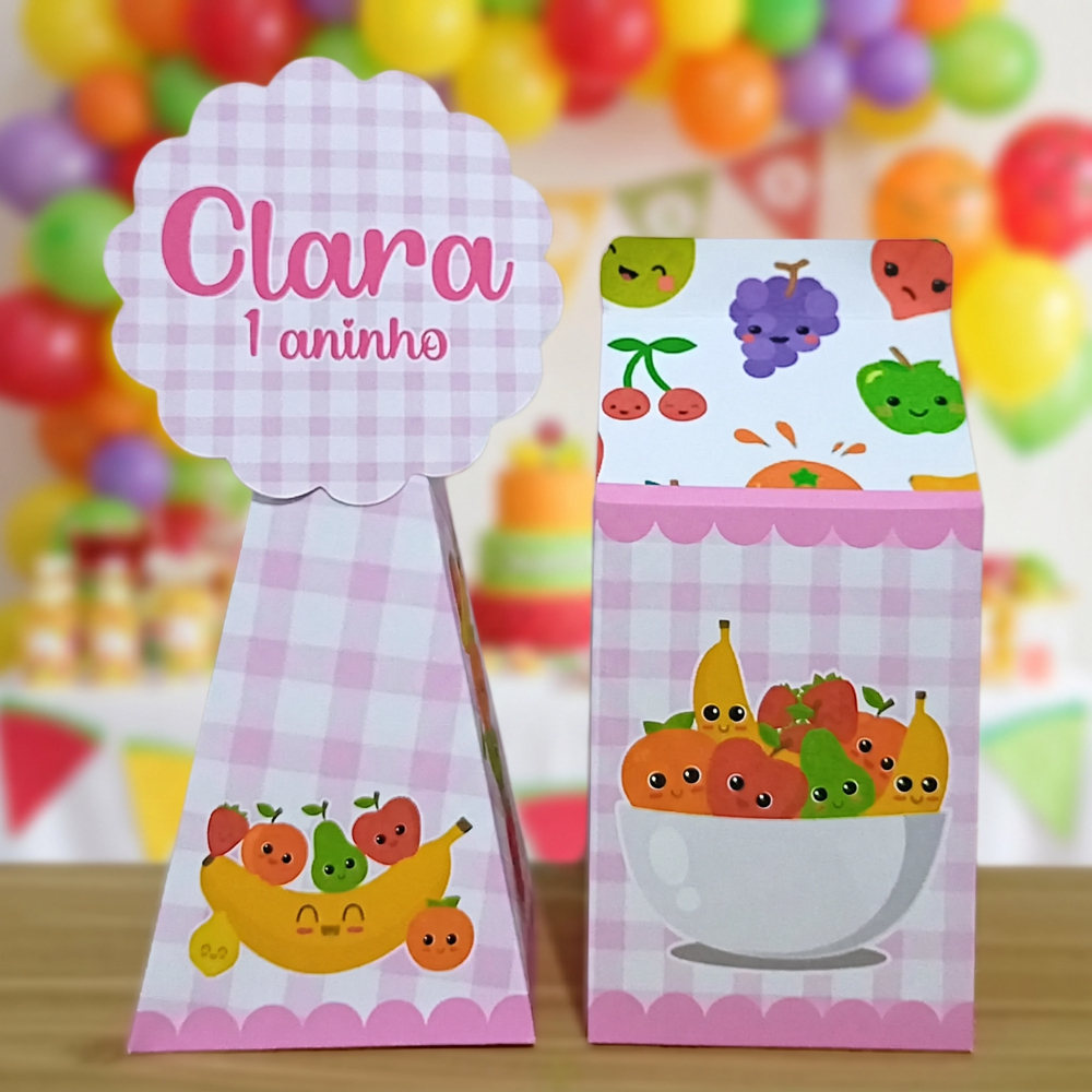 Kit Personalizado Frutinhas Rosa Quitandinha | Lembrancinhas Festa Infantil | Caixinhas | Aniversário