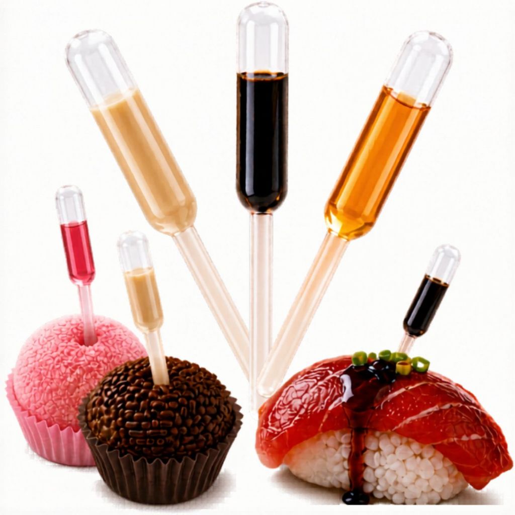 Kit 200 Ampola Saborizante 1ml Cilindro Para Doces Salgados Sushi Docinho Brigadeiros Gourmet