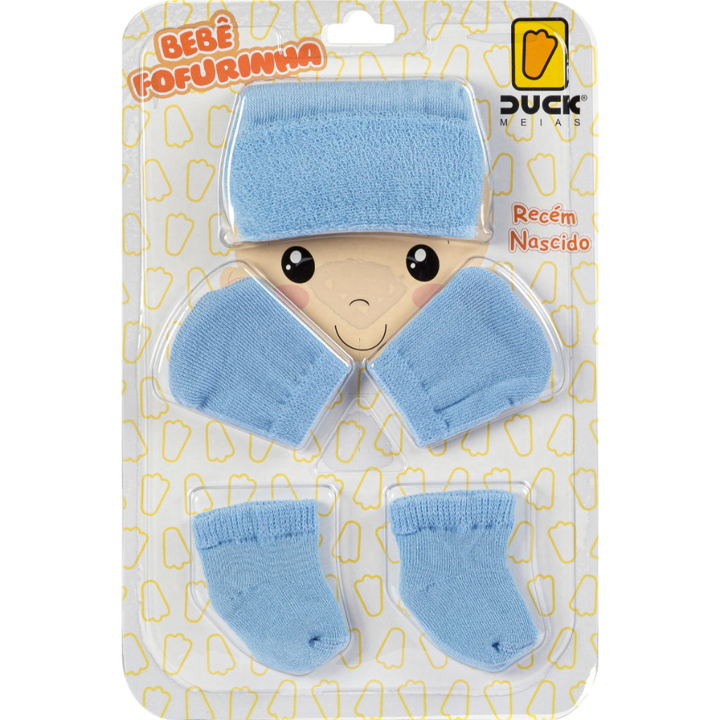 Conjunto Bebe Touca Meia Luva Recém Nascido Algodão Meninos Promoção 0-3 Meses