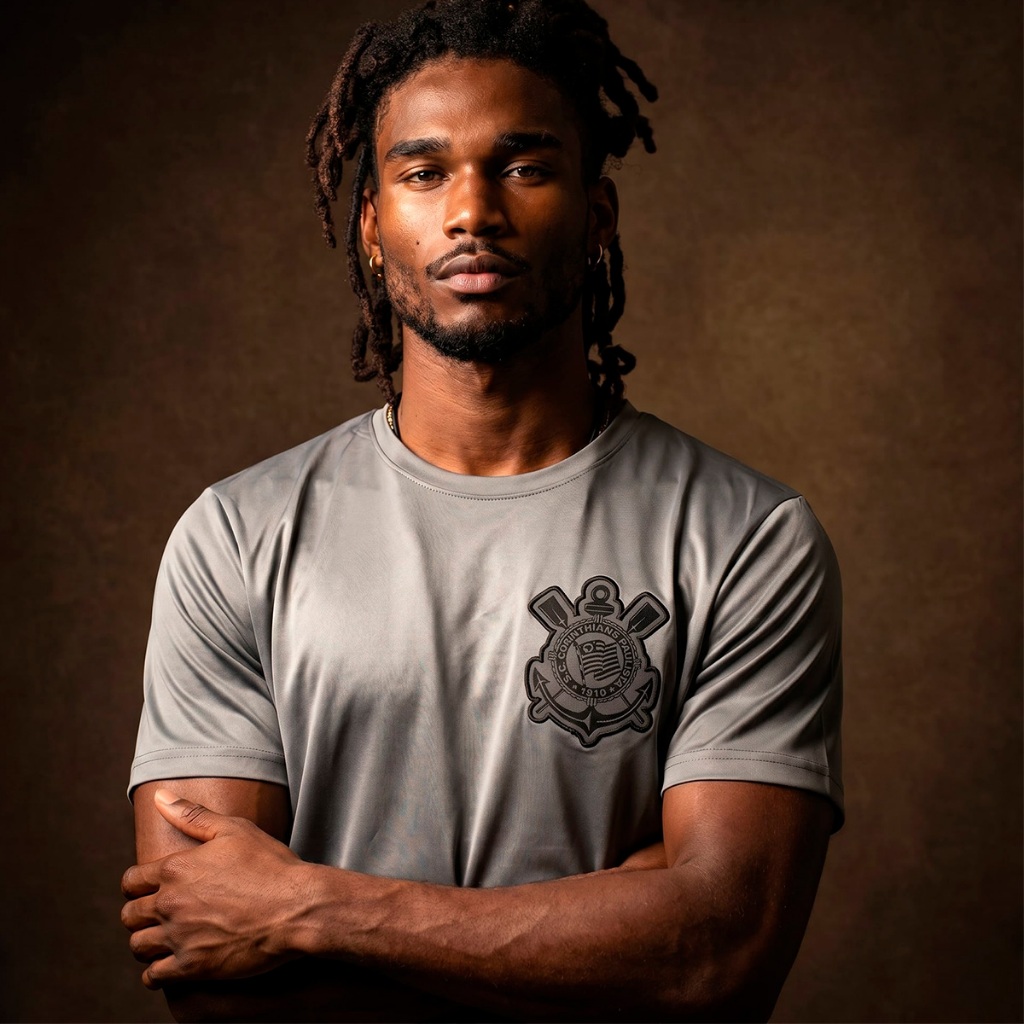 Camisa Corinthians Chumbo Bordado Masculino Oficial