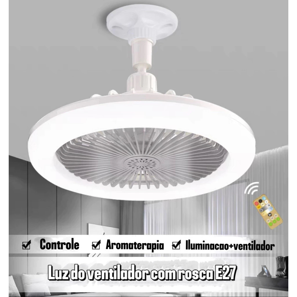 Ventilador De Teto Com 3 Lâminas De 36W Rotação de 360 ​​graus Lâmpada LED Baixo Ruído