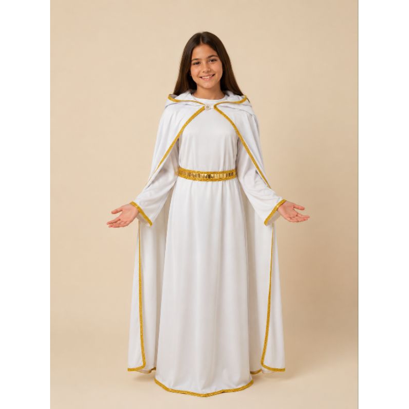 Fantasia de Nossa Senhora de Fátima, Capa Branca + Cinto dourado + Túnica Branca, Fantasias de Santas Católicas