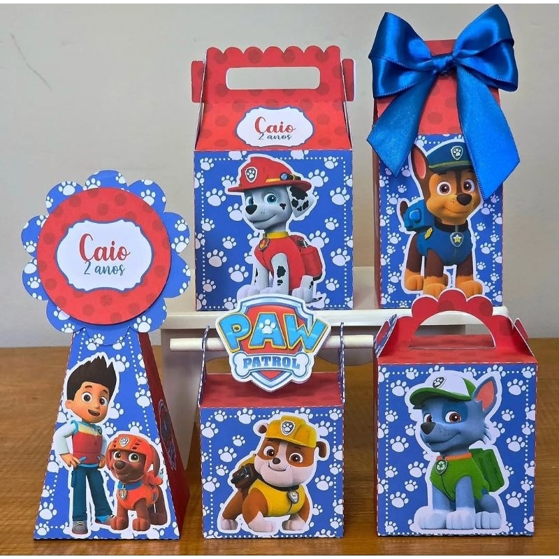 Kit Caixinhas Personalizadas Patrulha Canina Menino/SEMI MONTADAS/Lembrancinhas Para Aniversário Patrulha Canina Menino