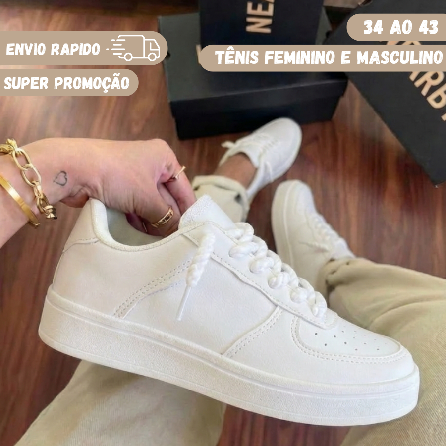 Tênis Branco Feminino e Masculino Casual Original Promoção Envio Imediato