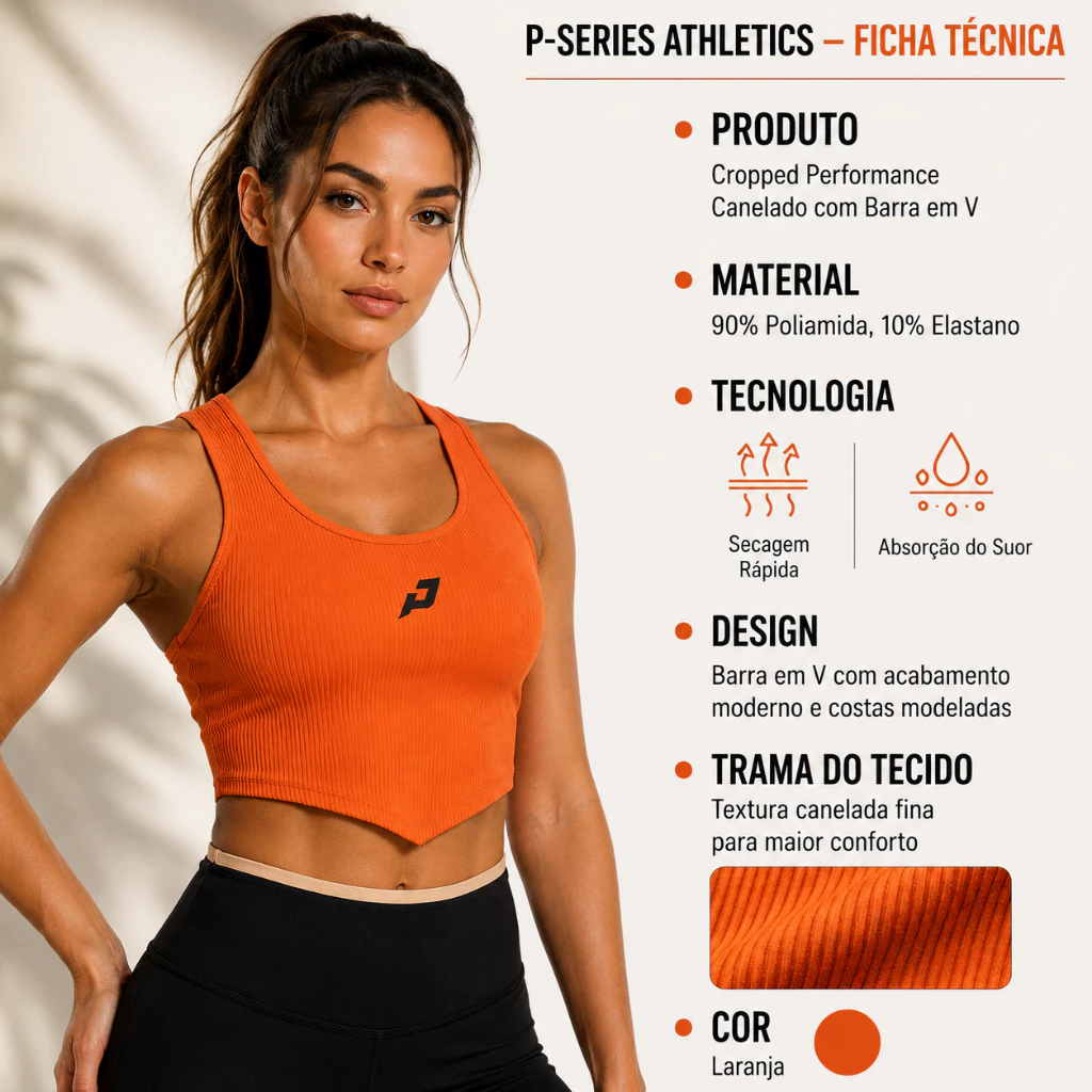Cropped Feminino Canelado Fitness Academia Sem Transparência Alta Elasticidade Básico Dry Fit — imagem 1
