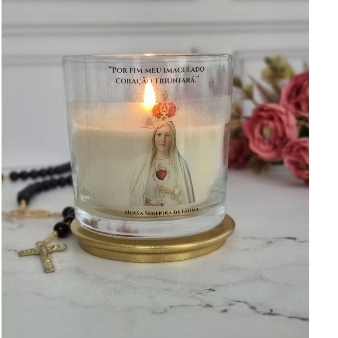Vela Artesanal Nossa Senhora de Fátima, vela aromática presente Católico,fé,devota Nossa Senhora de Fátima