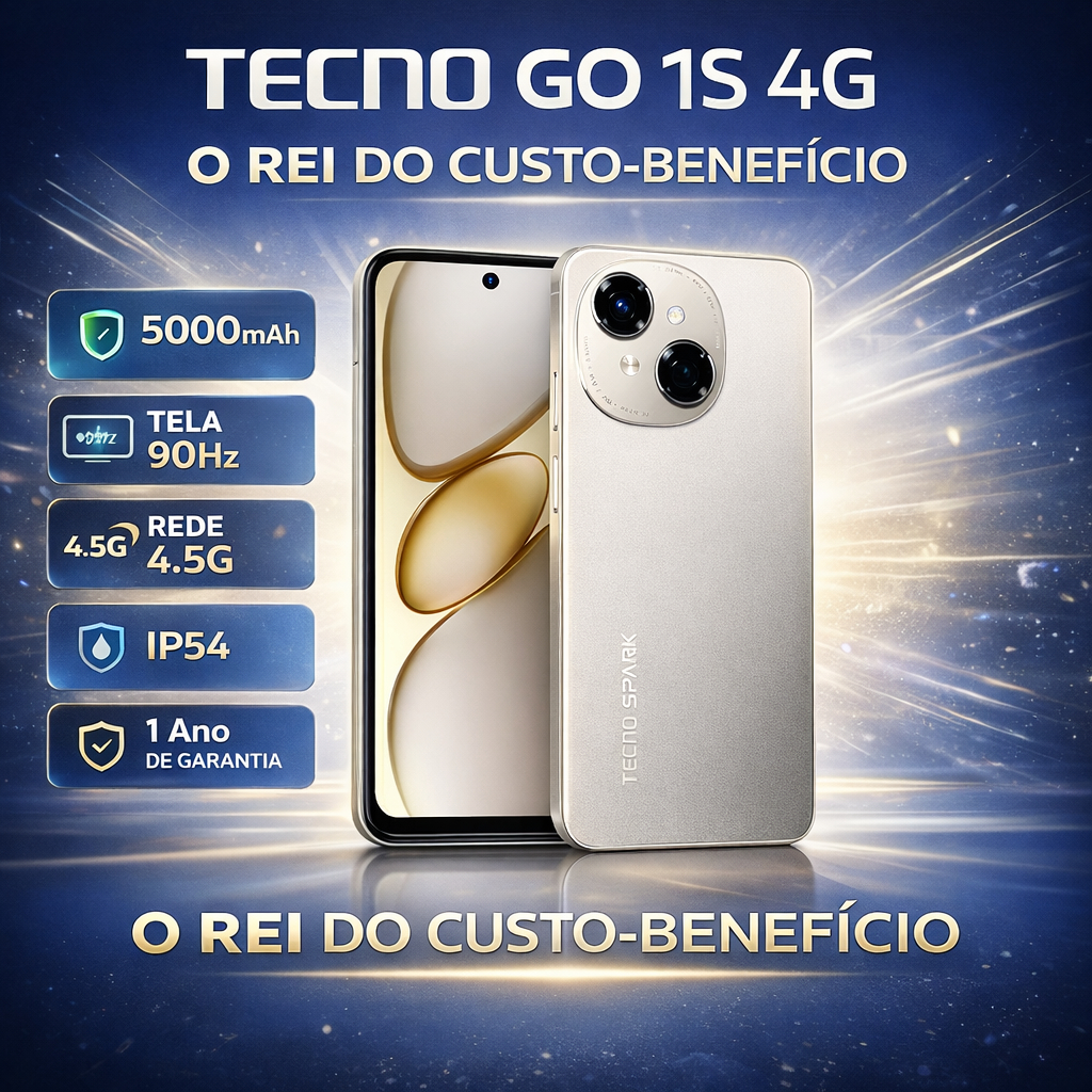 Celular Tecno Spark Go 1S 4G 64GB 3GB Bateria 5000MAH 90HZ IP54 smartphone VERSÃO GLOBAL