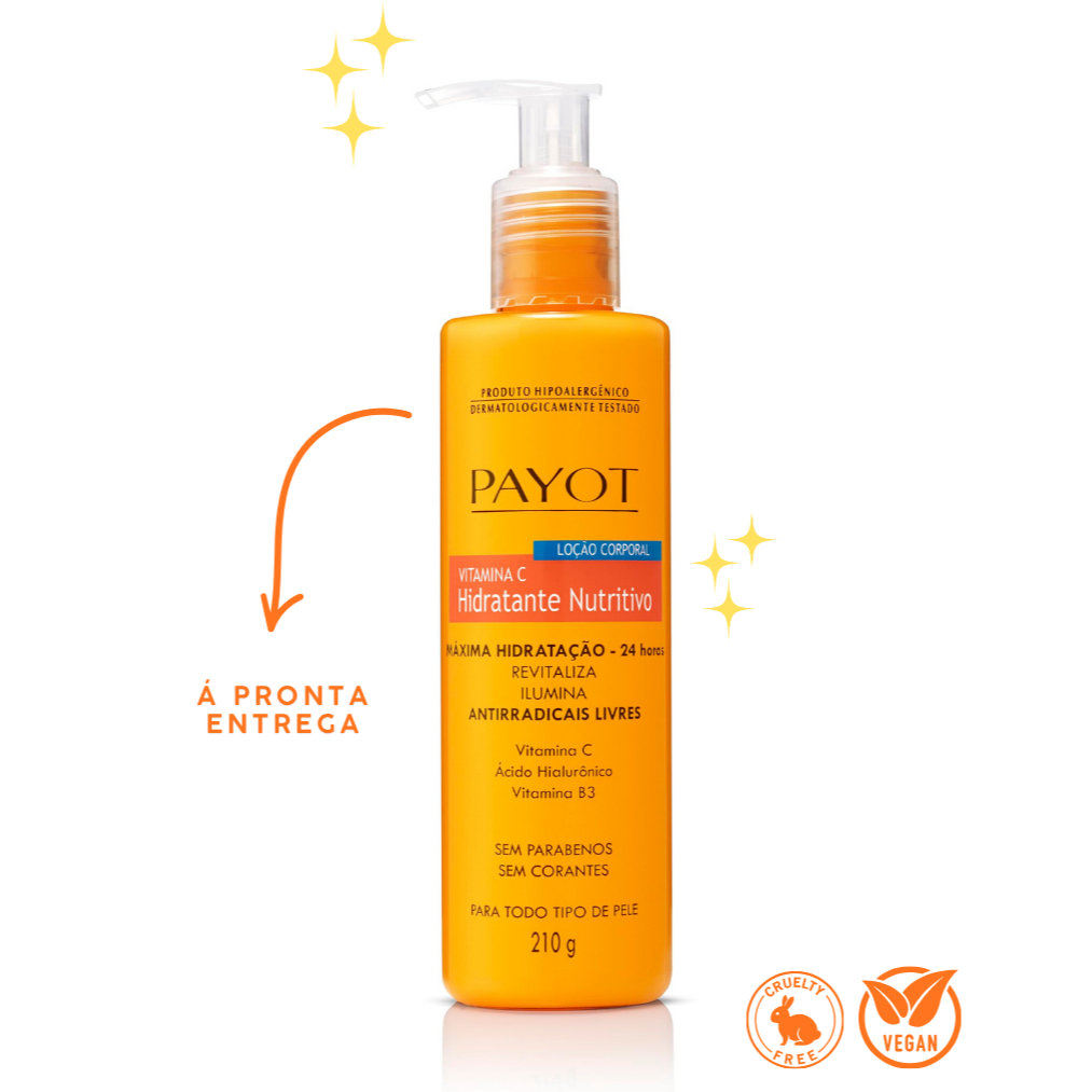 VITAMINA C LOÇÃO CORPORAL NUTRIÇÃO E HIDRATANTAÇÃO SENSAÇÃO DE CONFORTO E MACIEZ -PAYOT 220ML
