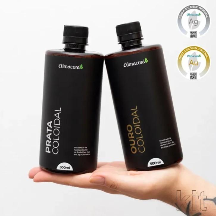 Kit Ouro Coloidal 500mL + Prata Coloidal 40ppm 500mL
