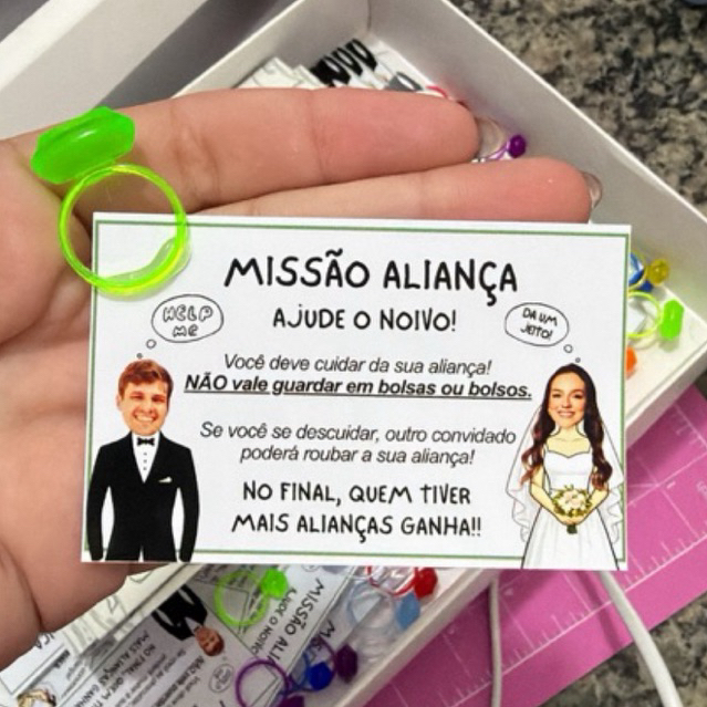 Card aliança| brincadeira chá de panela| casamento| papelaria casamento| brincadeiras | noiva e noivo