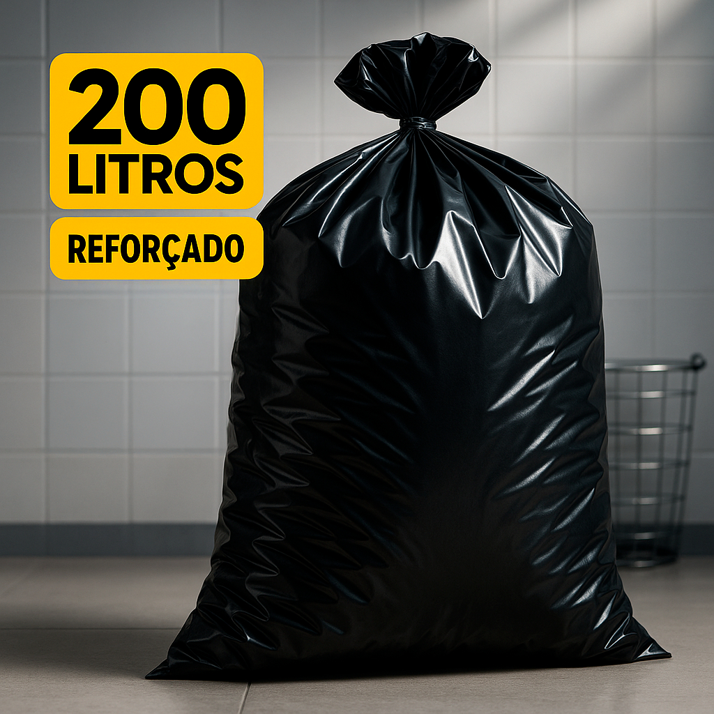 Saco de Lixo 200 Litros Reforçado 100 Unidades Grosso Comercial Residencial Pesado Resistente