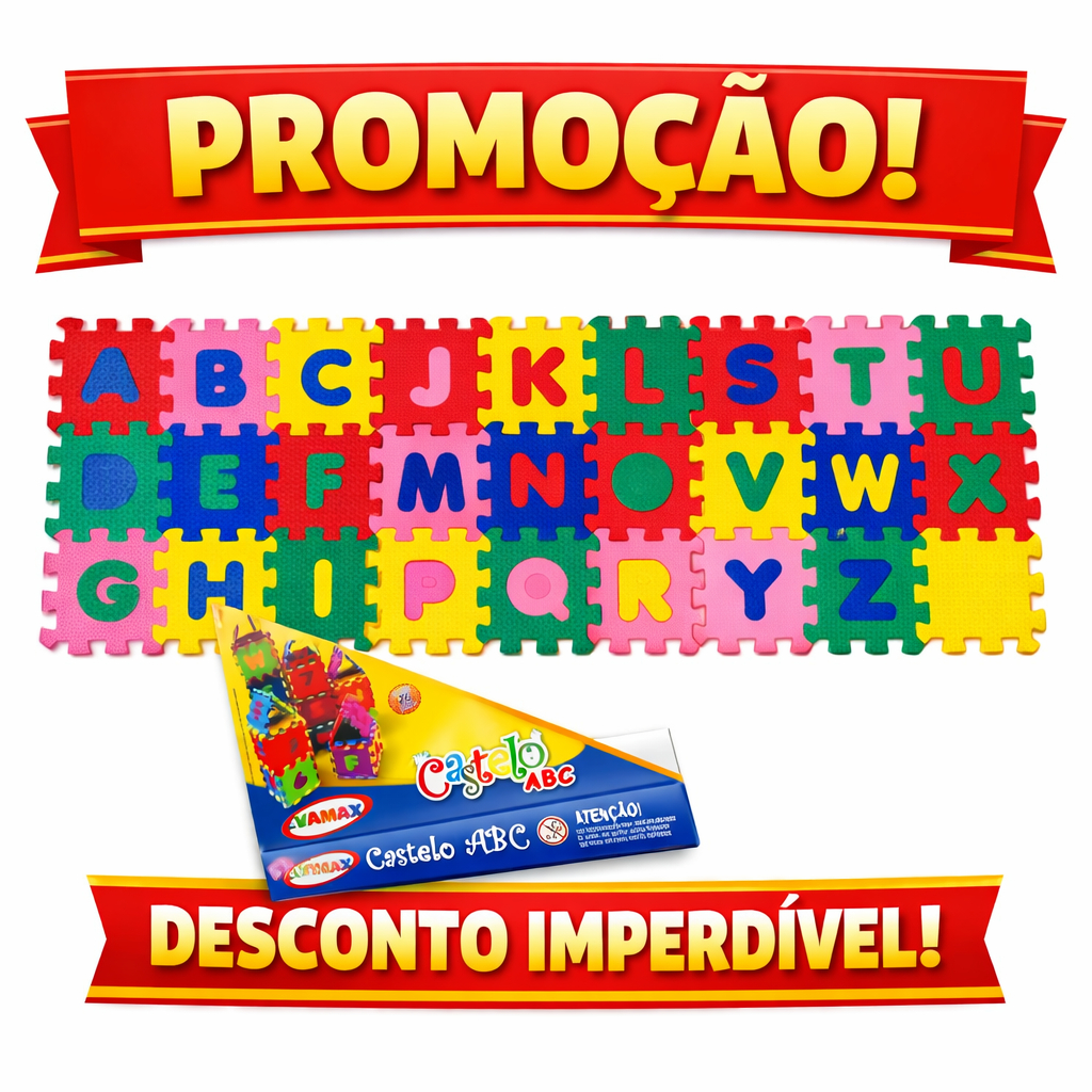 Brinquedo tapete eva  peças para crianças  alfabeto Completo com 26 peças para desmontar e montar.