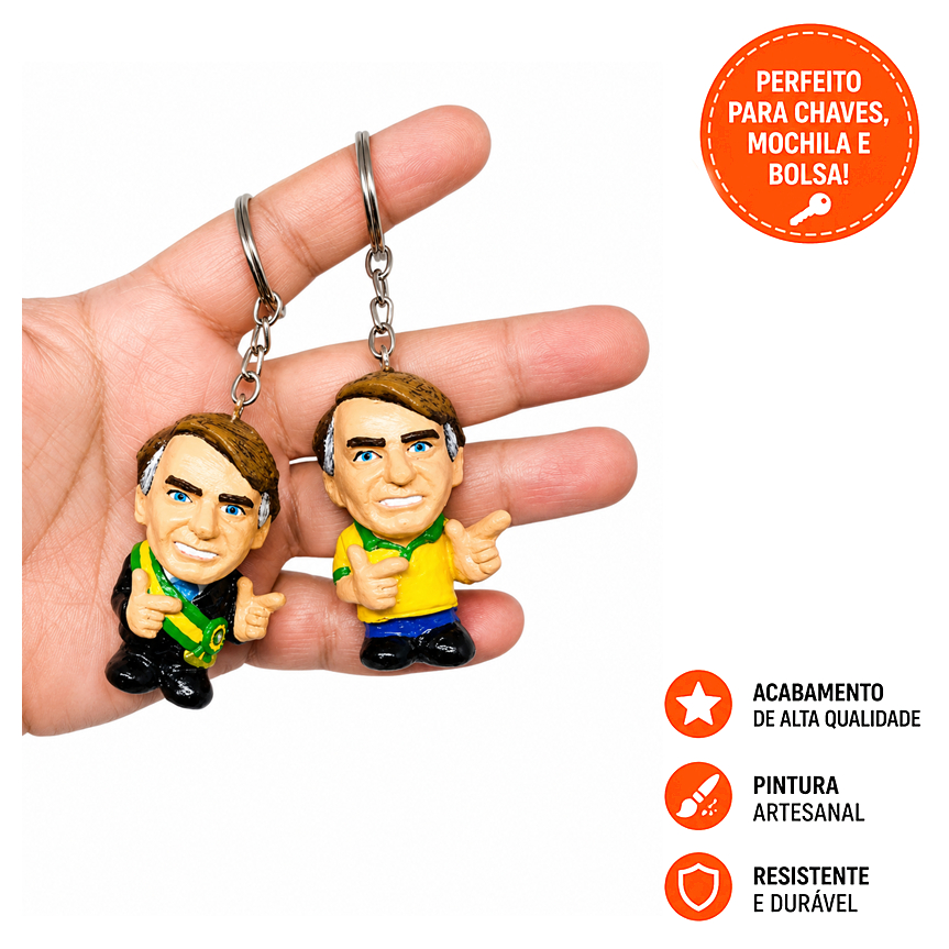 Kit - 2 Chaveiro  Bolsonaro - Caricatura Personalizada