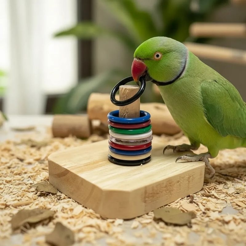 Brinquedo Pega Argolas para Calopsita Papagaio Periquito Ring Neck Aves Pet
