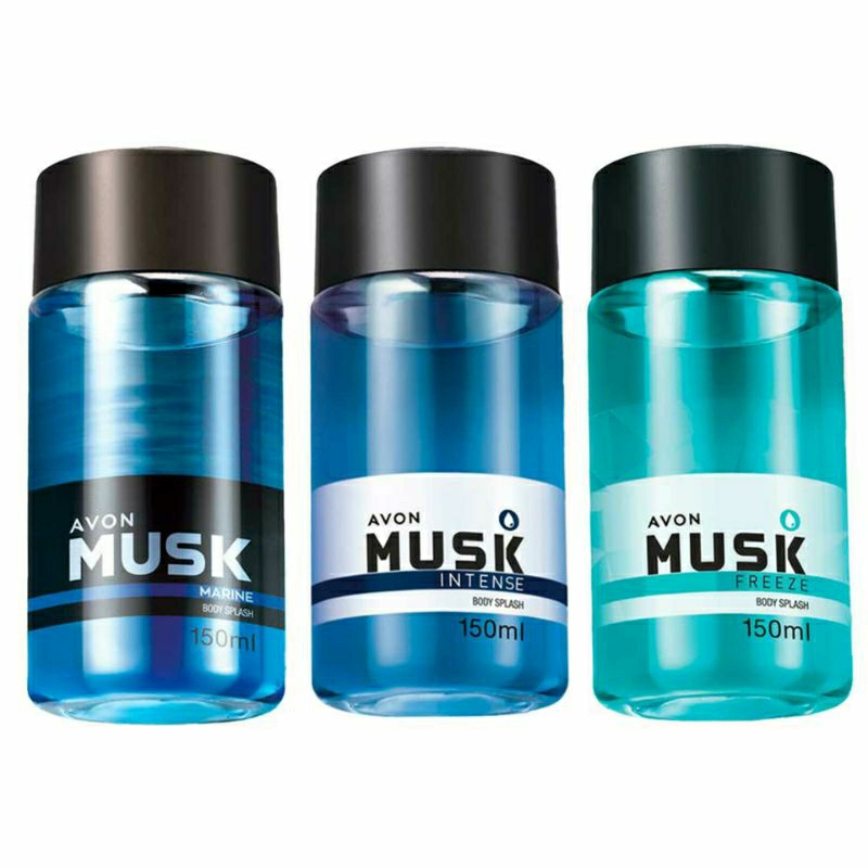 Combo 3 Body Splash Masculino Musk 150ml (Marine, Intense e Freeze) Avon