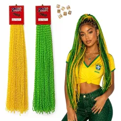 Mega Hair Micro Zizi Braid Amarelo Verde Brasileiro Poderoso