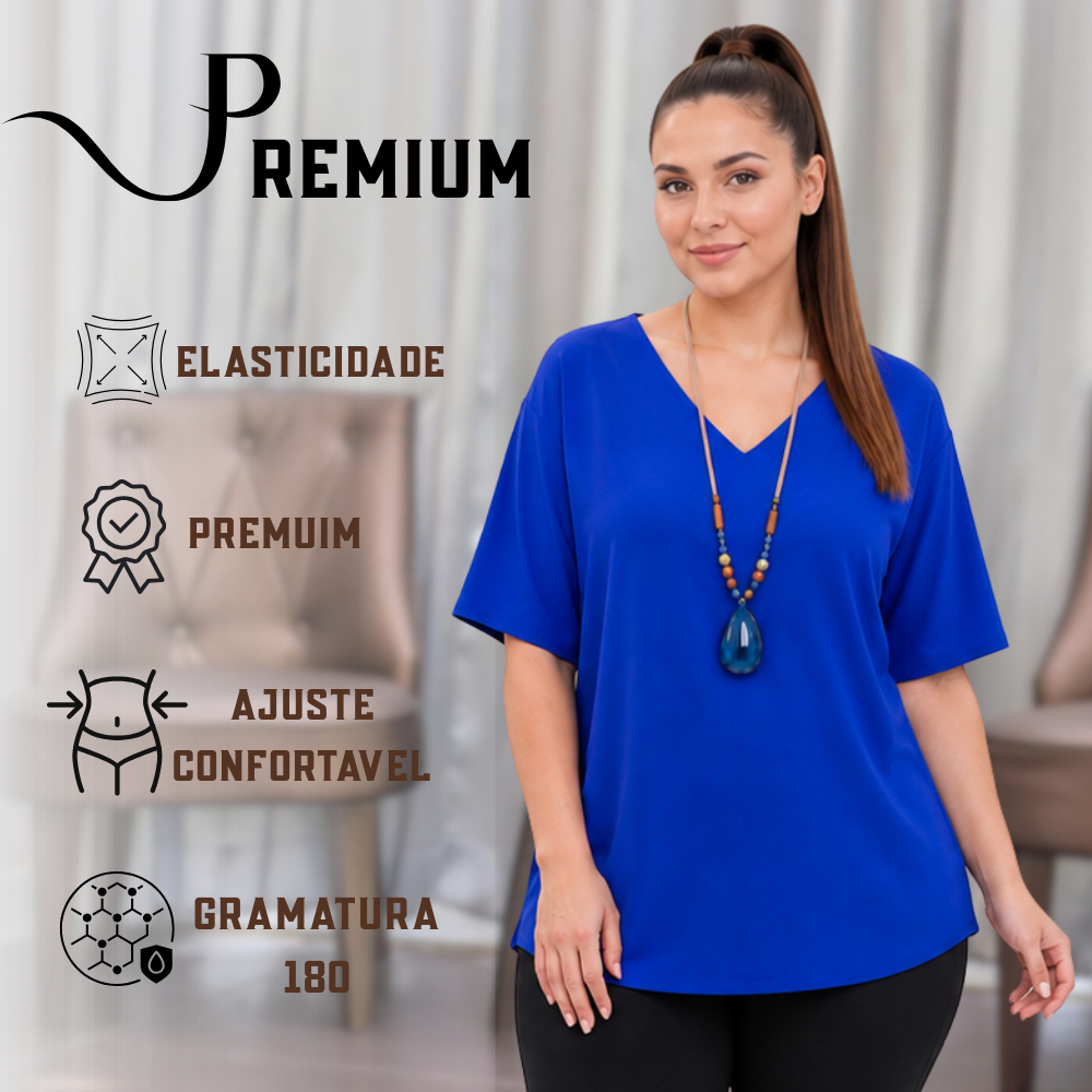 Plus Size Manga Curta Soltinho Moda Feminina Verão