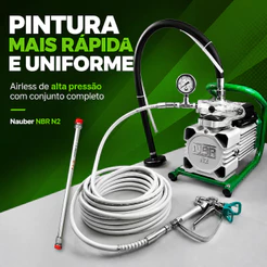 Máquina Airless Nauber NBR N2 3200psi C/ Mangueira Pistola Extensor Pintura Paredes Fachadas Tetos