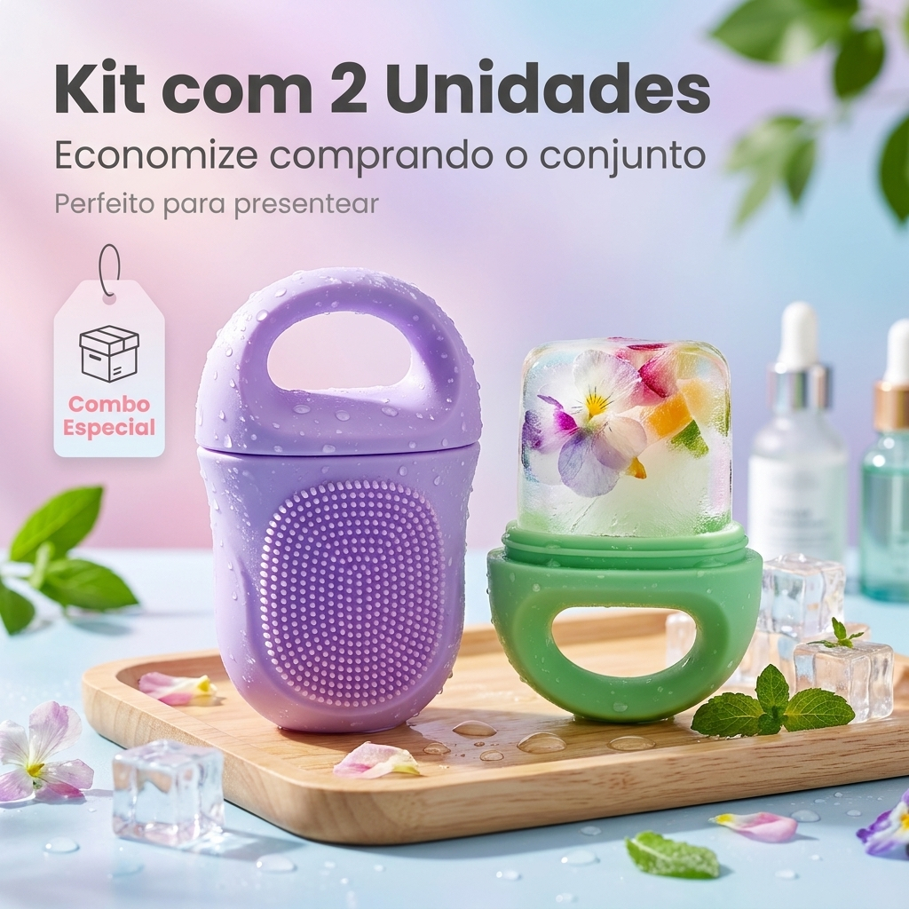KIT C/ 2 UNIDADES Rolo Facial de Gelo Massageador em Silicone Pele Revigorada Todos os Dias refrescante e utilizável