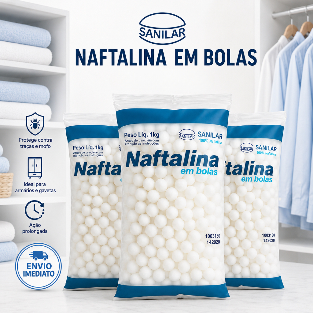 Naftalina Pura em Bolas Sanilar - Kg Anti Insetos,Traças e Baratas