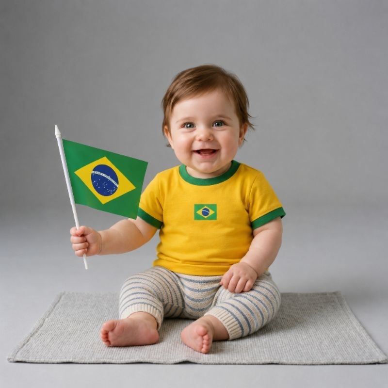 Camisa do Brasil Unissex para Bebês até 6 meses Tamanho Único Confortável Copa do Mundo
