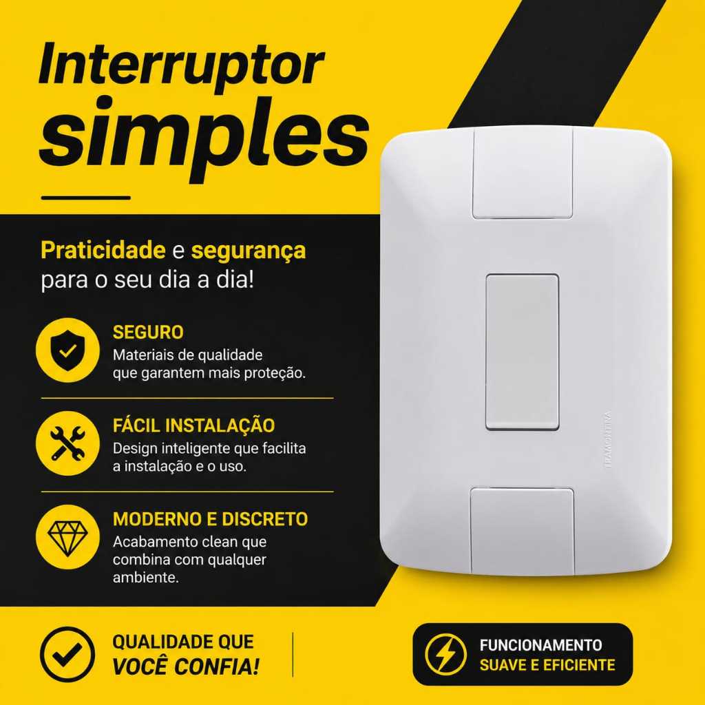 Interruptores Simples 4x2 Tramontina Aria Branco para Instalações Elétricas