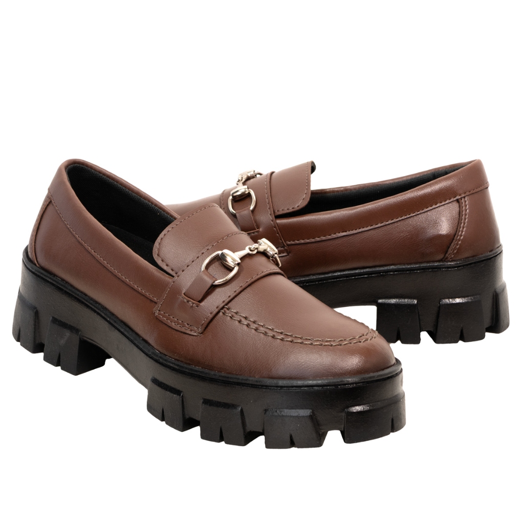 Sapato Feminino Mocassim Casual Solado Tratorado Confortável, Solado Antiderrapante