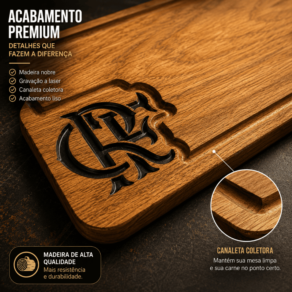 Tábua de Churrasco Flamengo Personalizada com Nome Presente Gourmet