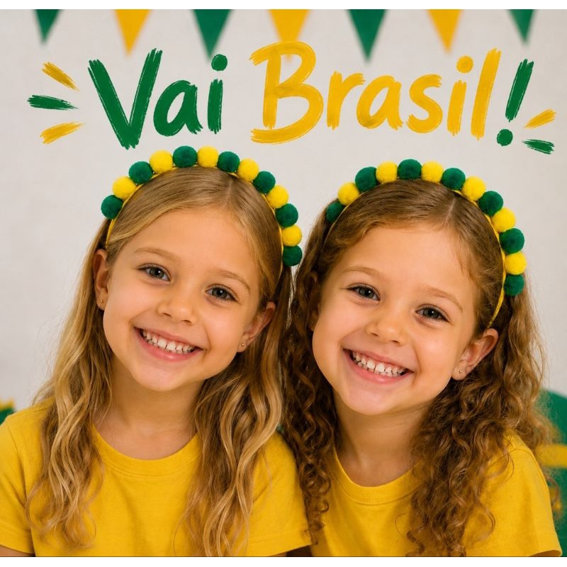 Tiara Copa Do Mundo Seleção Brasileira Tiara Brasil Unidade Tiara Verde e Amarelo Arquinho Copa Diadema Brasil