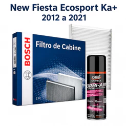 Filtro Ar condicionado New Fiesta Ecosport Ka+ 2012 a 2021 e Higienizador Limpa Ar ORBI