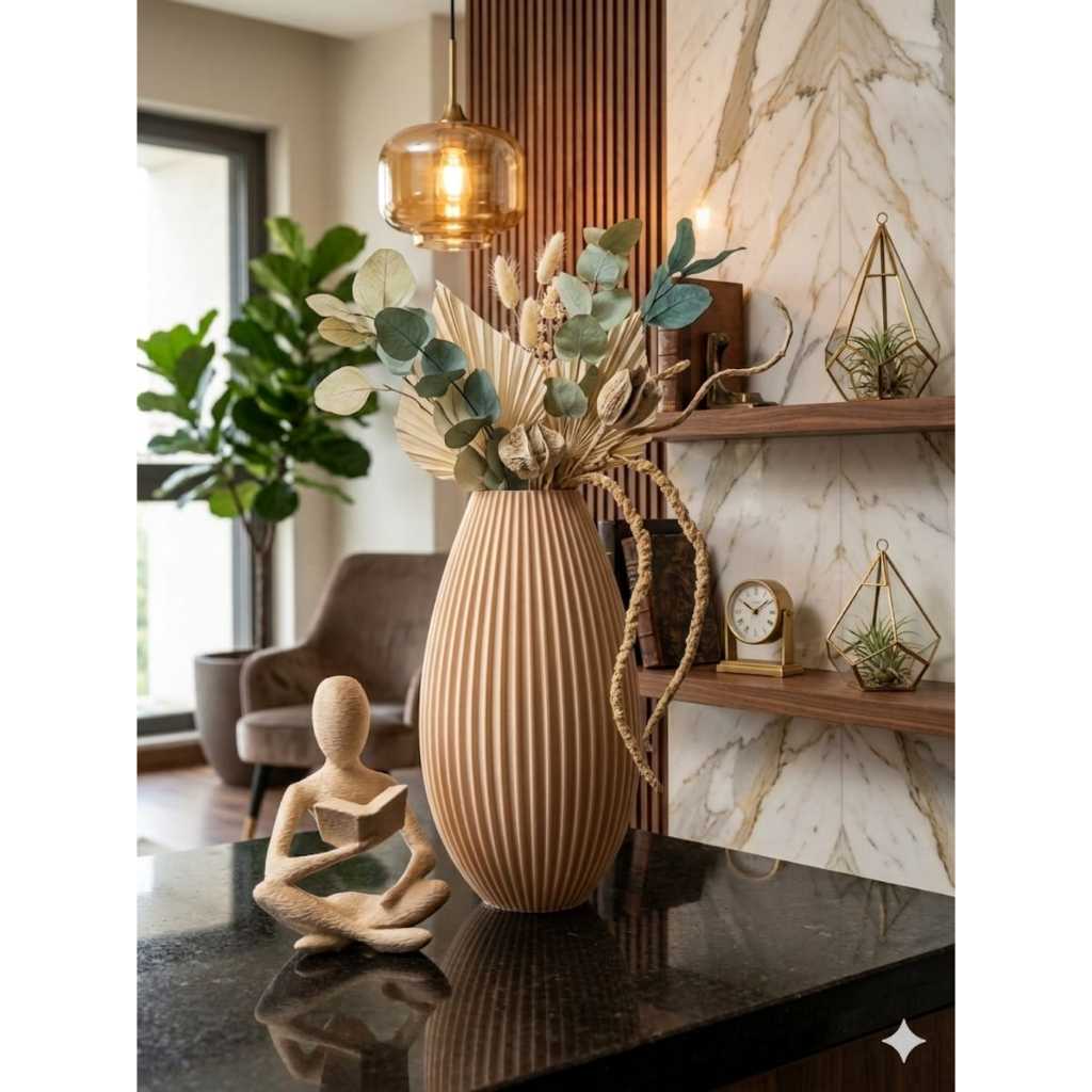 Kit Escultura Leitor + Vaso Decorativo – Ideal para Plantas Artificiais e Arranjos Decorativos