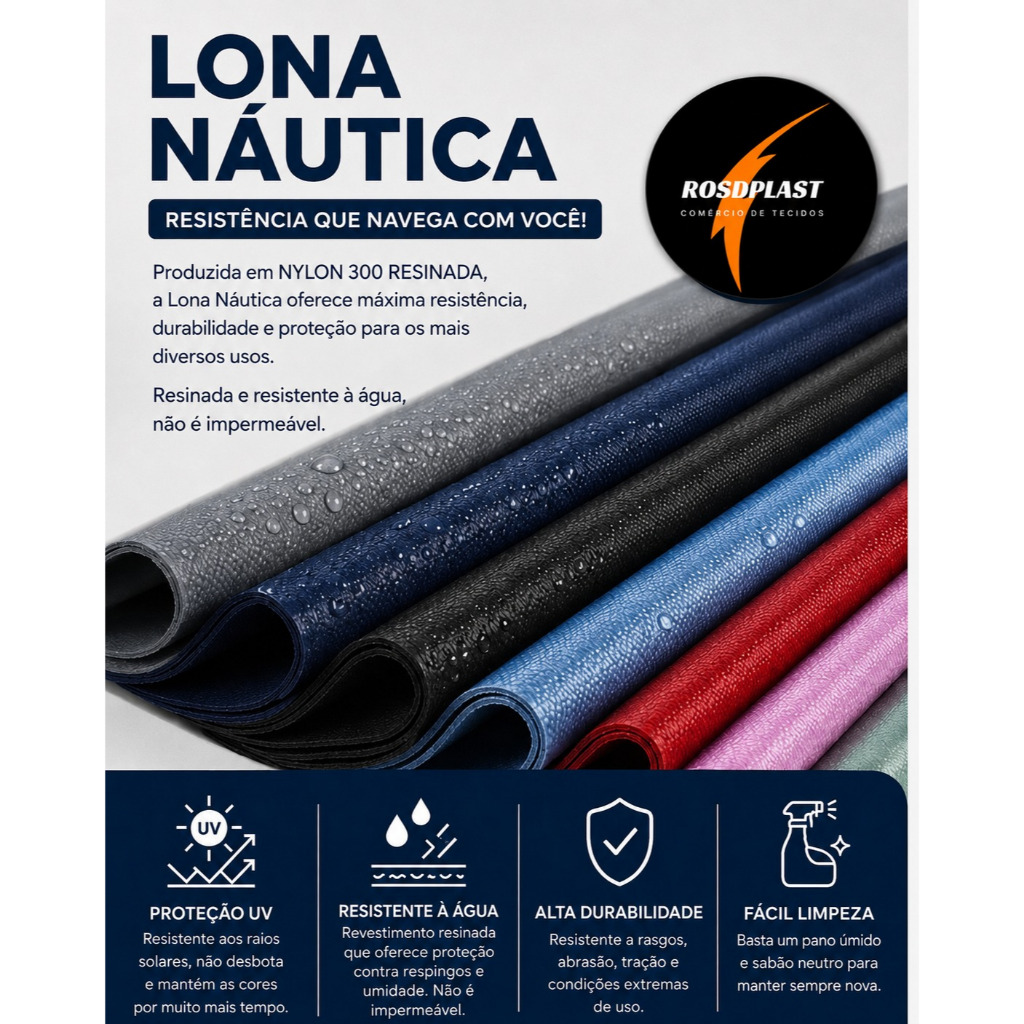 Tecido Poliéster  Resinado 300 (LONA NAUTICA)