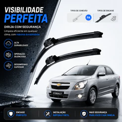 Par Palhetas Chevrolet Cobalt Limpador Parabrisa Dianteiro Silicone Original 2011 à 2024