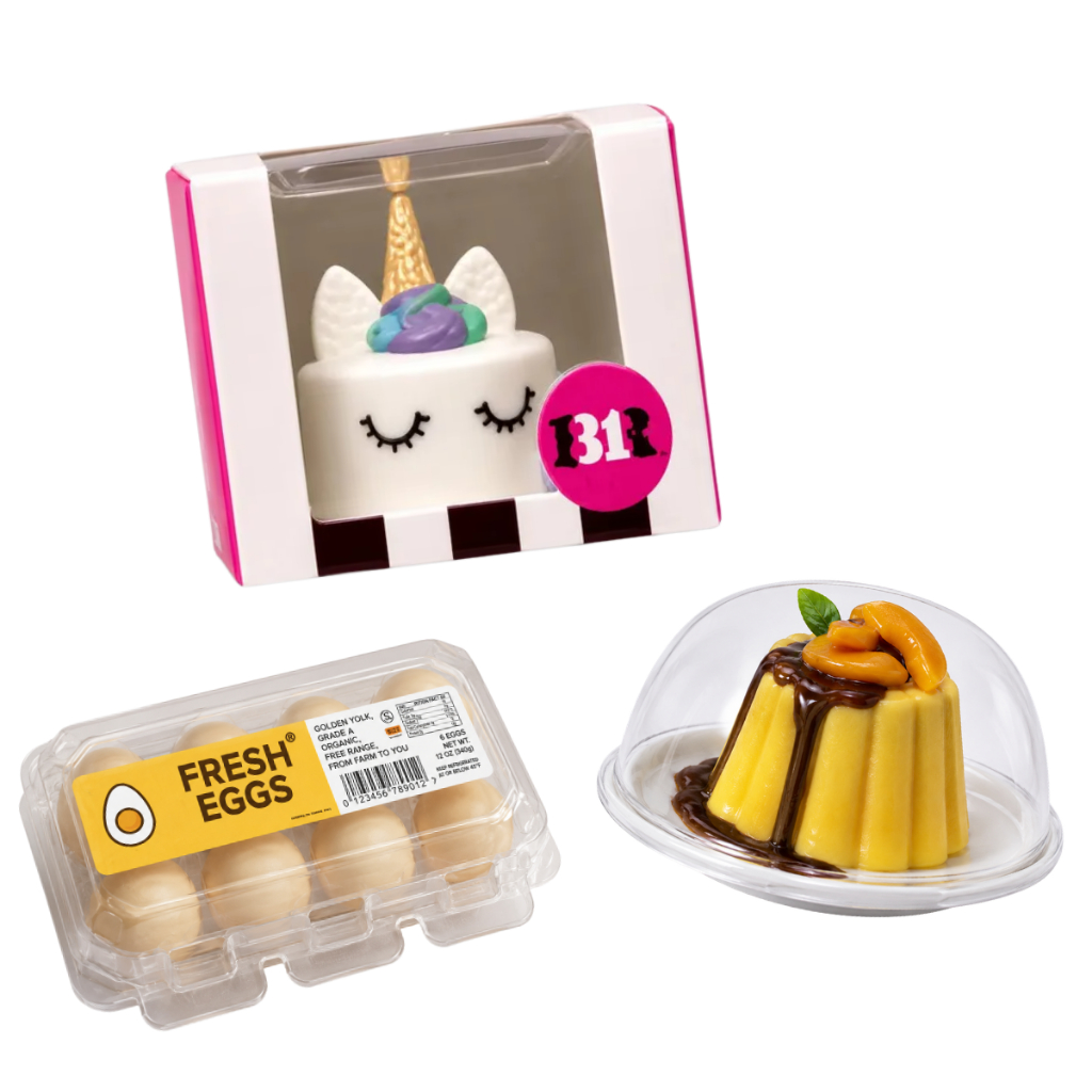 Mini Brands Miniaturas De Comidinhas Item Raro Legendário Pudim Ovo Bolo Para Coleção