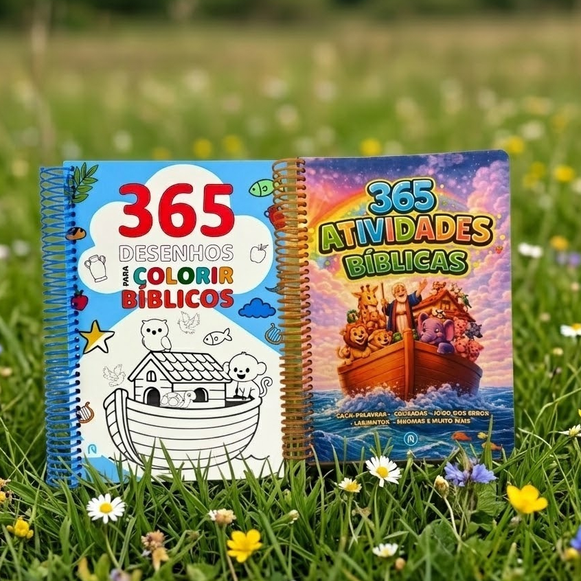 Kit 2 Livros 365 Desenhos Bíblicos 365 Atividades Bíblicas Fé Valores Cristãos e Aprendizado Bíblico