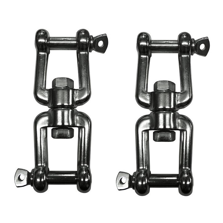 Manilha Dupla Náutica Giratória de Aço Inox 6mm - kit com 2