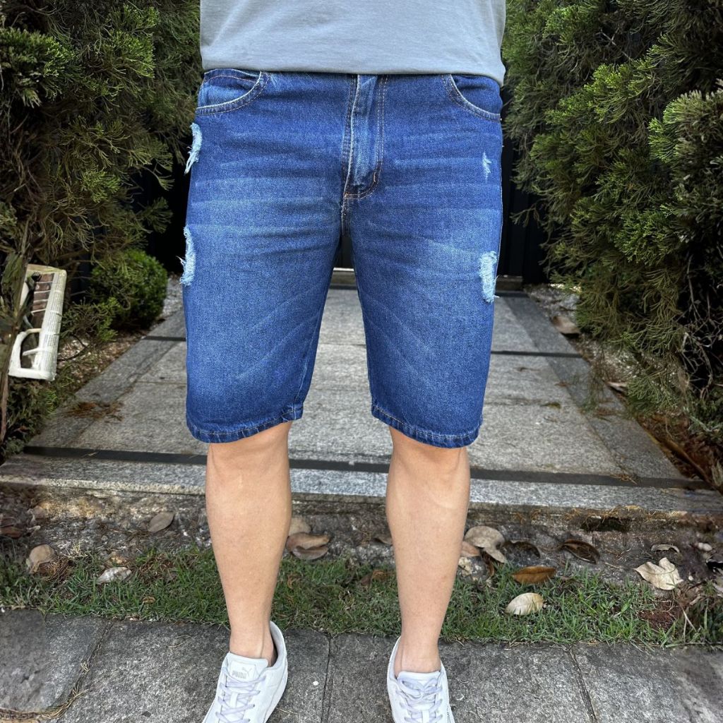 Bermuda Jeans Masculina You Jeans Shorts Jeans Rasgados com detalhes destroyed detonado tradicional