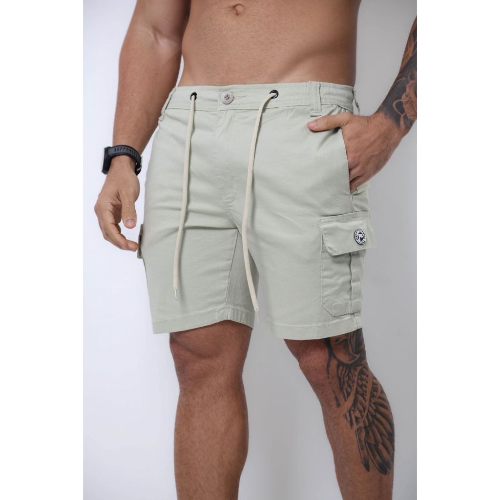 Bermuda Cargo Masculina Premium Elastano Casual Confortável Bolso Lateral — imagem 2 de 2