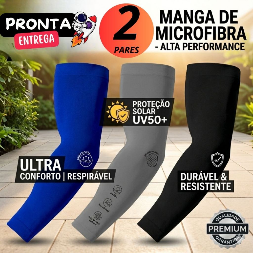 Kit Com 2 Par Manguito Proteção Solar UV50+ Segunda Pele uv Mangote unissex Premium