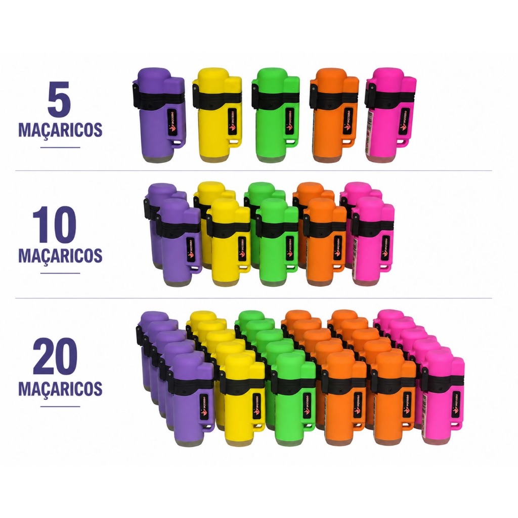 Kit ou Caixa com 5, 10 e 20 Maçaricos Emborrachados Premium SEM GAS