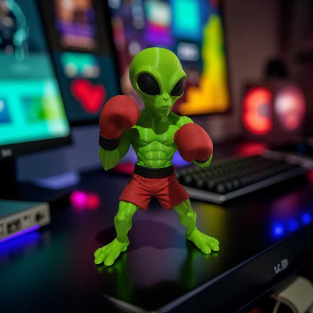 ET Boxeador verde Setup Gamer Exclusivo Decorativo Boneco Colecionável Alien miniatura Personalizado