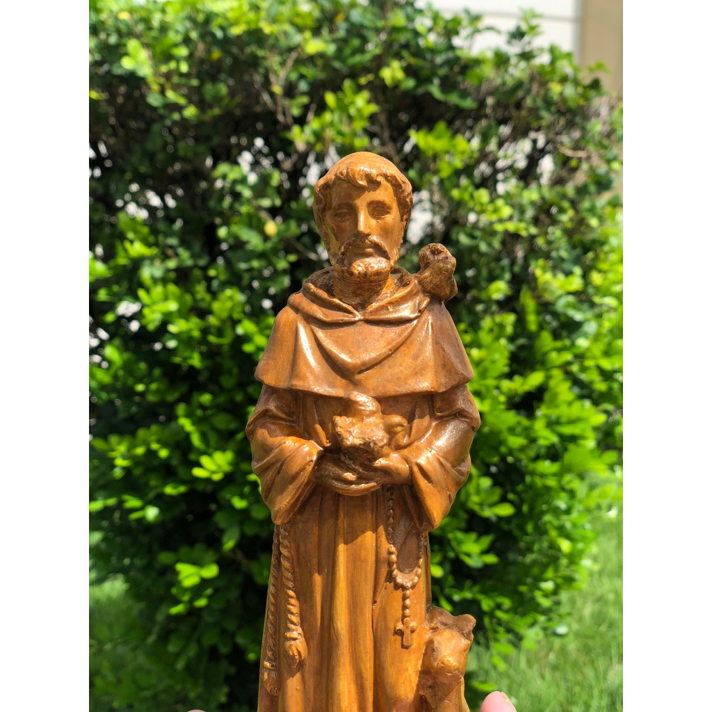 Imagem São Francisco 22cm Decorativa Católica Gesso Luxo Arte Sacra Religiosa