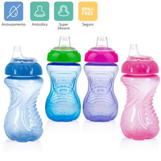 Copo de Transição Nuby Antivazamento Bico Silicone 300ml 6m+