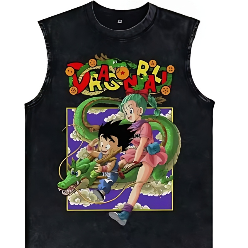 Camiseta Regata Machão Dragon Ball Clássico 100% Algodão Adulto Academia Camisa Cavada Masculino Unissex