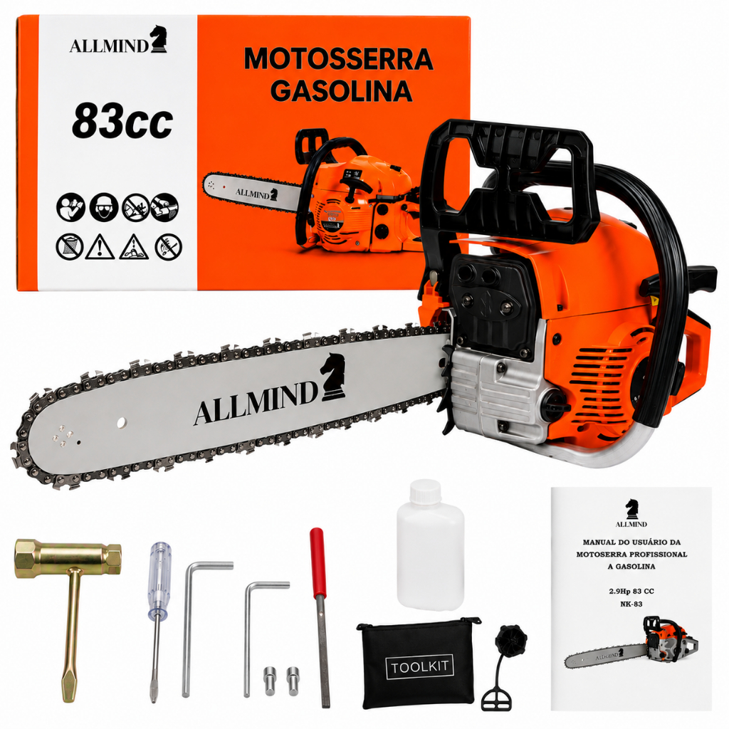 Motosserra Gasolina Profissional 83cc Moto Serra Motoserra 3.5HP Oleo Sabre 20 Polegadas 78cm