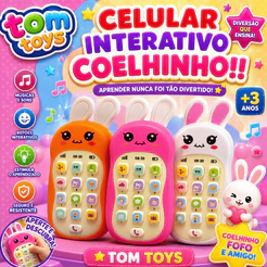 Celular Telefone Interativo Capivara ou Coelho coelhinho Infantil com Sons e Músicas Educativas