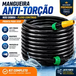Mangueira de Jardim Anti-Dobras Reforçada Preta Completa com Bico e Conector de Torneira | Mangueira Não Dobra