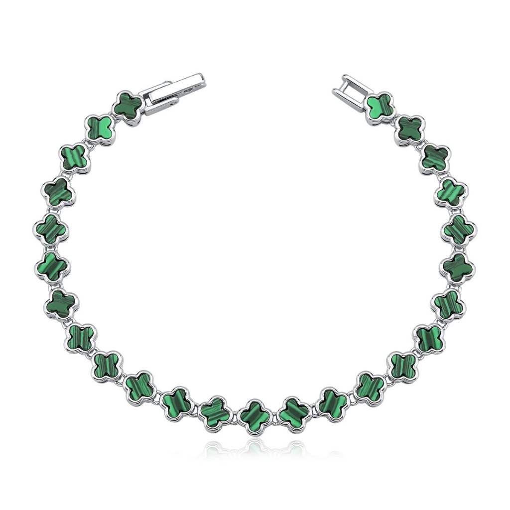 Pulseira Feminina de Prata 925 Trevos Liso · foto 2