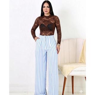 CONJUNTO FEMININO COM CALÇA WIDE LEG E BODY DE MANGA LONGA