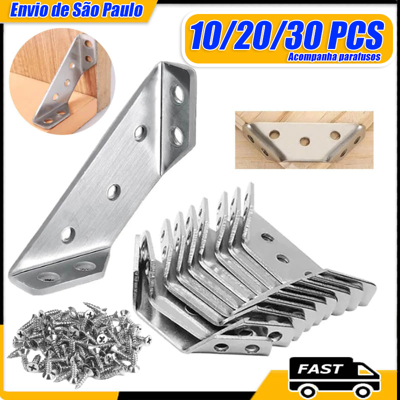 Kit 10/20/30 Conectores De Canto De Aço Inoxidável Universais Para Móveis